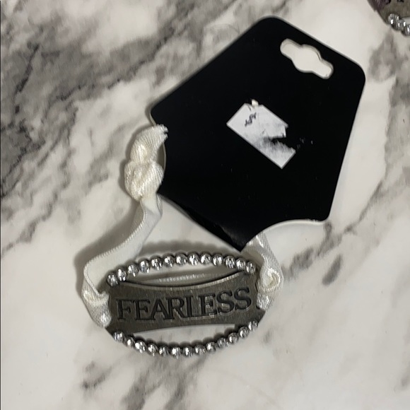 3 for $12 New “Fearless” crystal stretch ribbon bracelet each - Picture 4 of 5